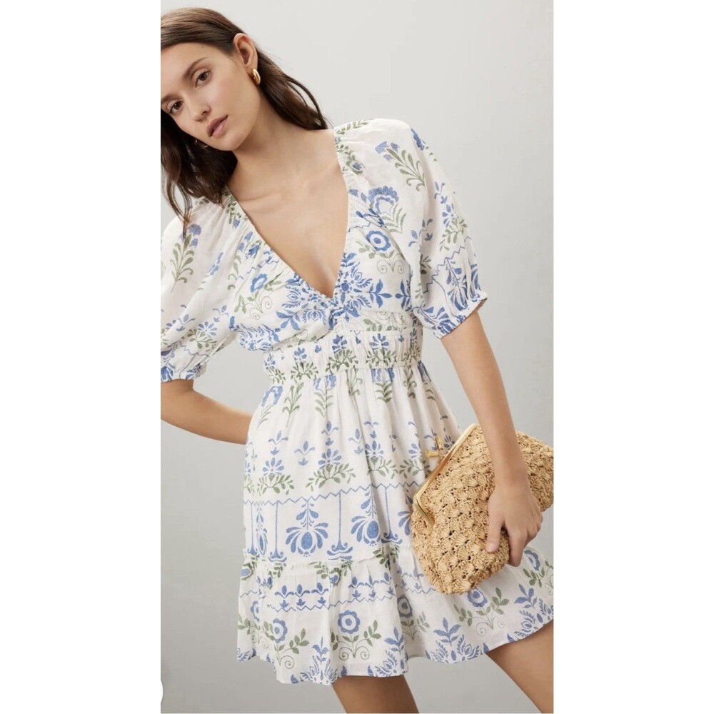 Saylor Gracey White & Blue Dress size XS